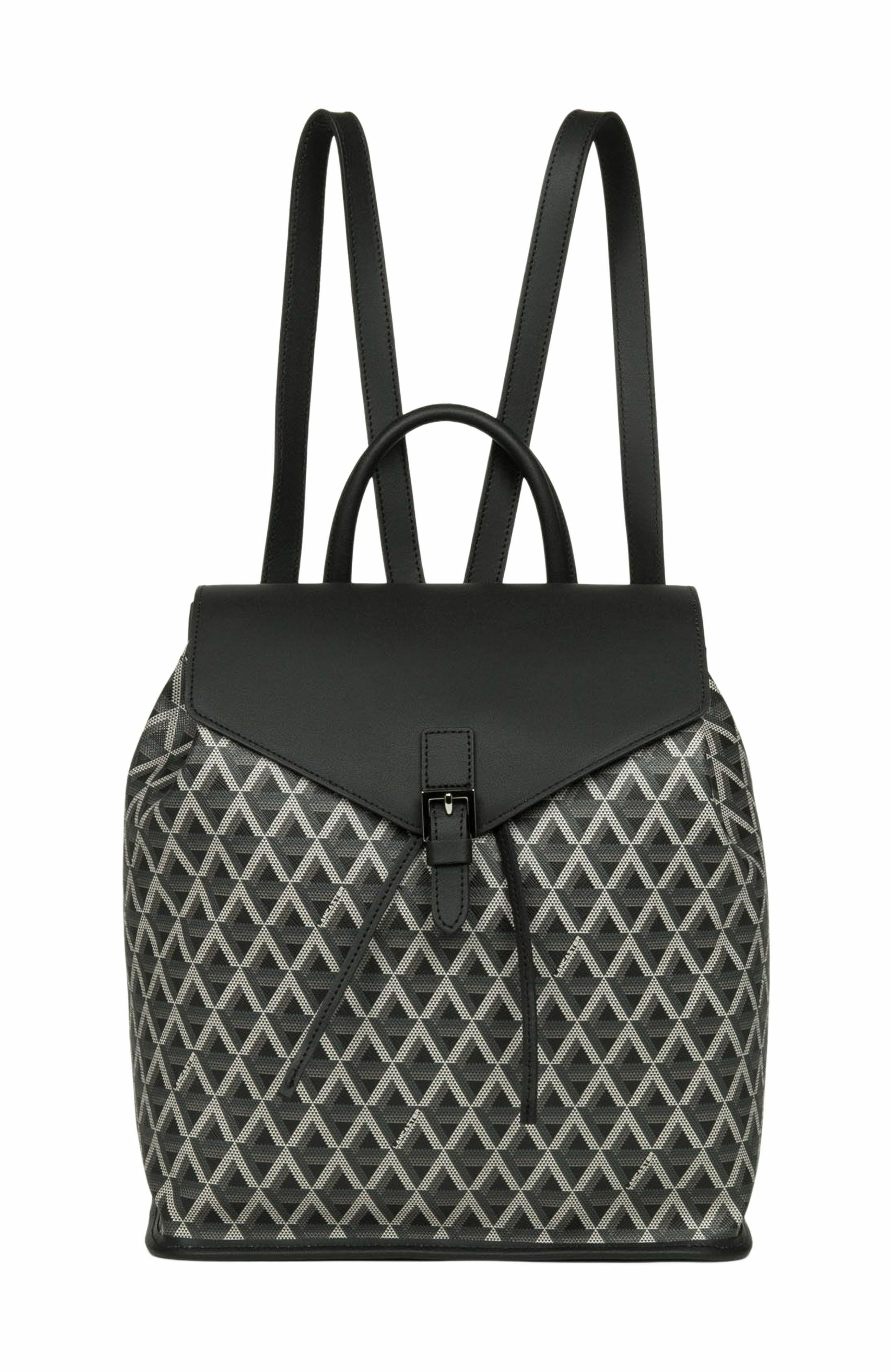 Lancaster Backpack with Flap and Snap Closure Ikon, Main, color, Noir