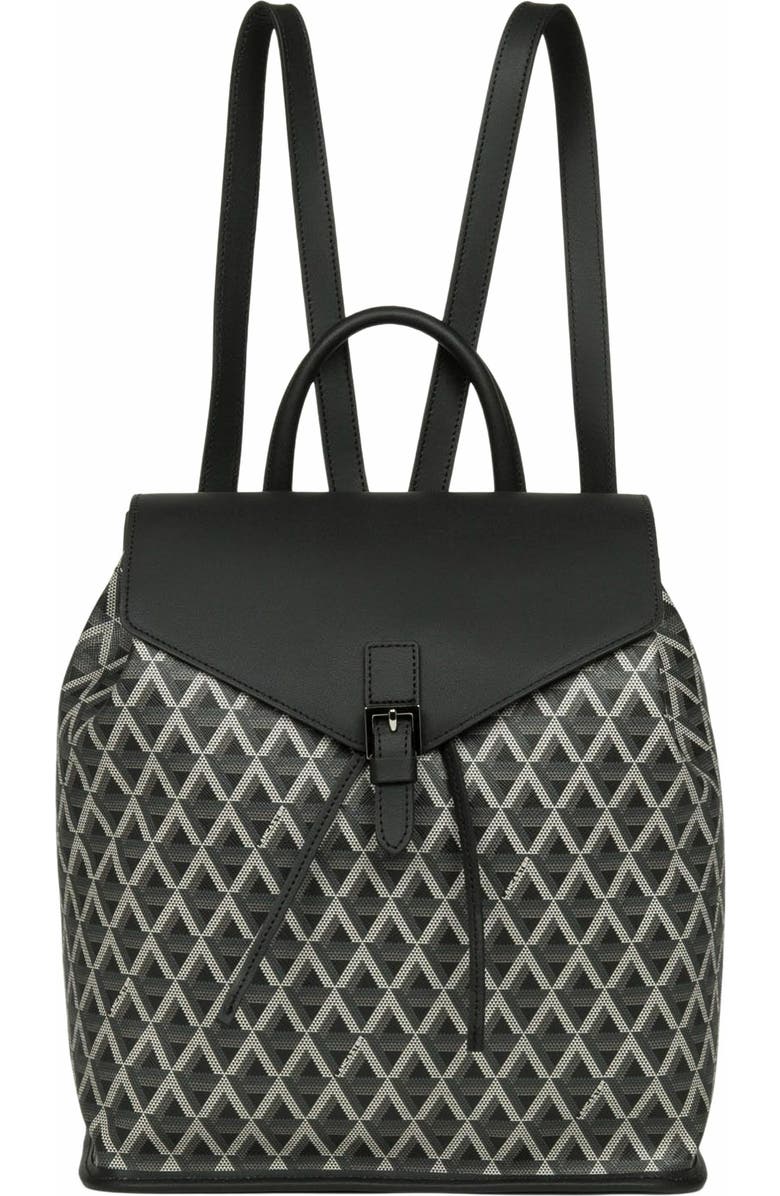 Lancaster Backpack with Flap and Snap Closure Ikon, Main, color, Noir