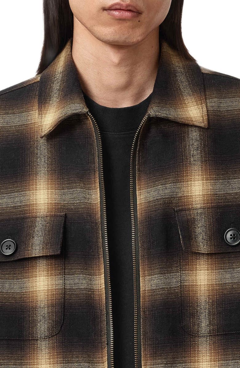 AllSaints Mathers Plaid Zip Jacket, Alternate, color, Trail Brown