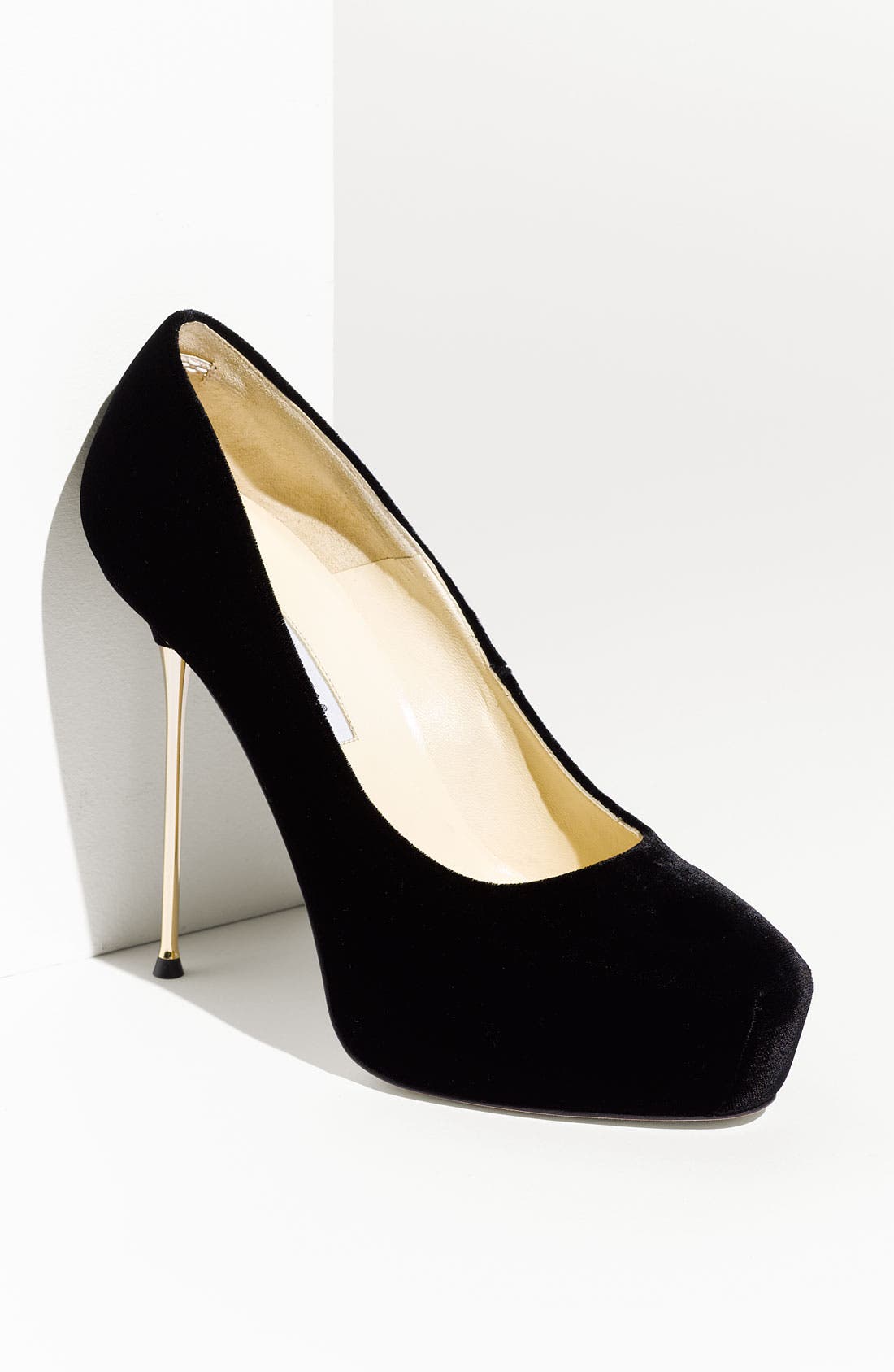 Metal Heel Velvet Pump, Main, color, NERO