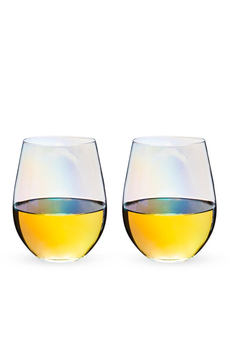 TWINE Luster Stemless Wine Glasses Set of 2, Main, color, Multicolor