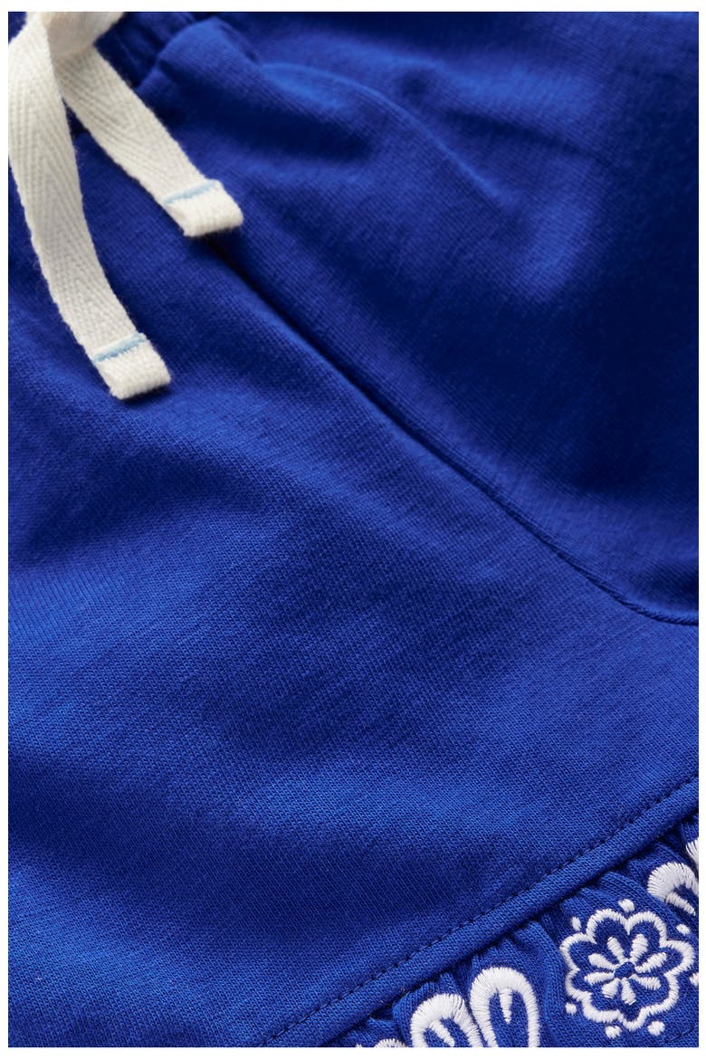 Kids' Embroidered Cotton Jersey Shorts, Alternate, color, BRIGHT BLUE EMBROIDERY