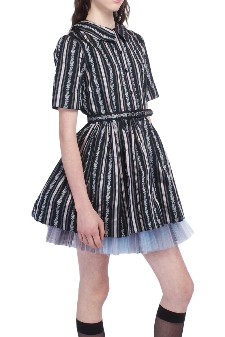 Ribbon Roses Belted Mini Dress, Alternate, color, BLACK MULTI