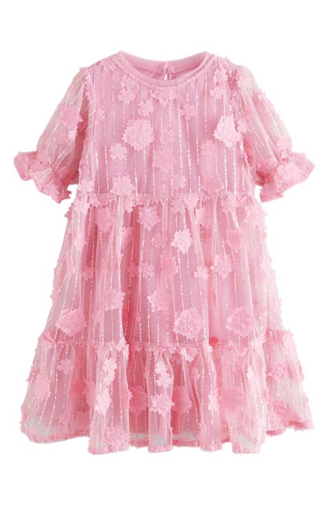 Kids' Butterfly Sequin Ruffle Mesh Party Dress (Little Kid & Big Kid)