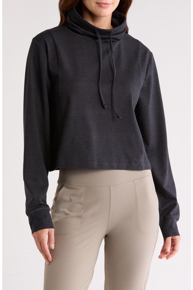 Funnel Neck Heather Top, Main, color, BLACK