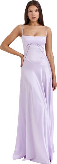 Anabella Lace-Up Satin Gown