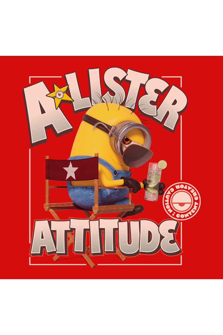 Girl's Minions & Monsters A Star Lister Attitude  Graphic T-Shirt, Alternate, color, Red