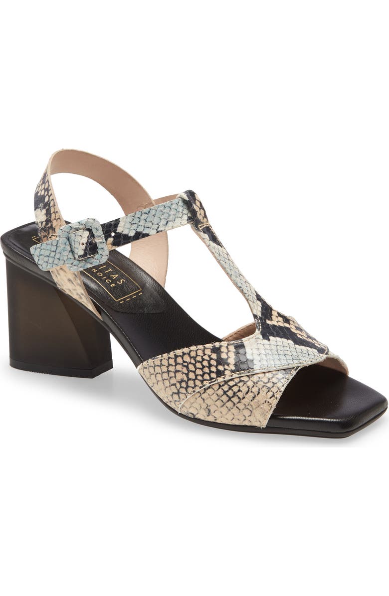 Hispanitas Preston Snakeskin Print Leather T-Strap Sandal, Main, color,