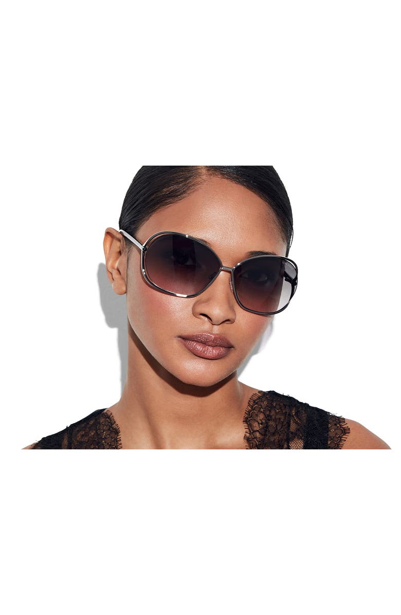 TOM FORD Carla 66mm Oversized Round Metal Sunglasses, Alternate, color, 