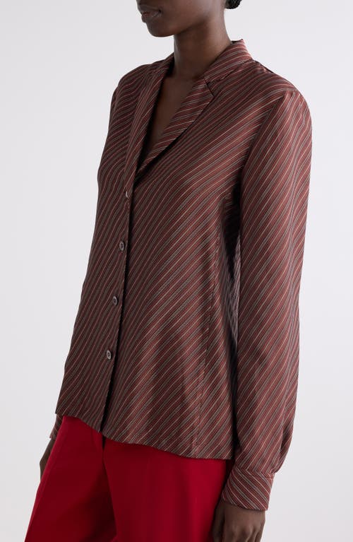 Dries Van Noten Diagonal Stripe Tailored Button-up Shirt In Brown