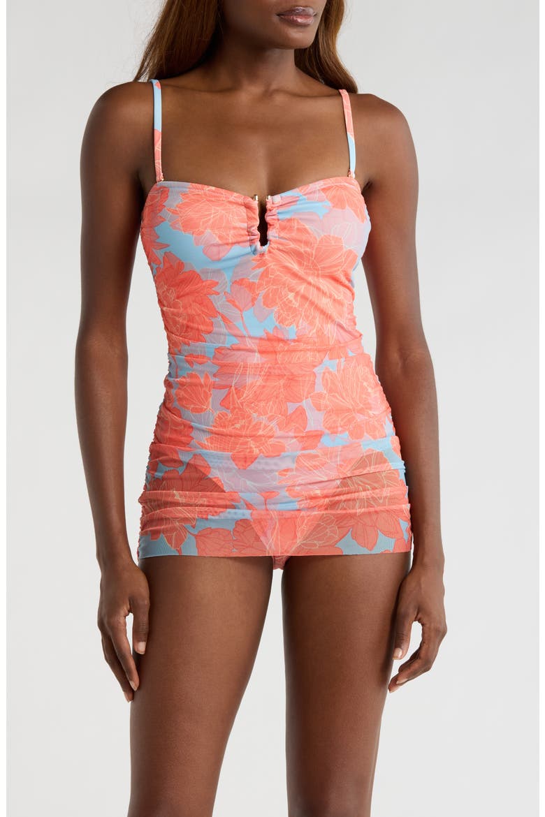 swim dress with mesh overlay Plus Size - Mesh Swim Dress