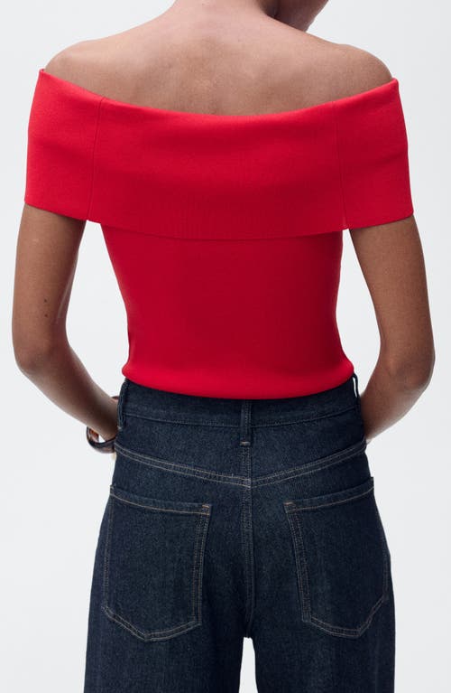 Mango Sesete Off The Shoulder Knit Top In Red
