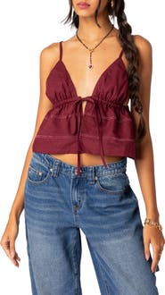 EDIKTED Candy Tie Front Crop Camisole