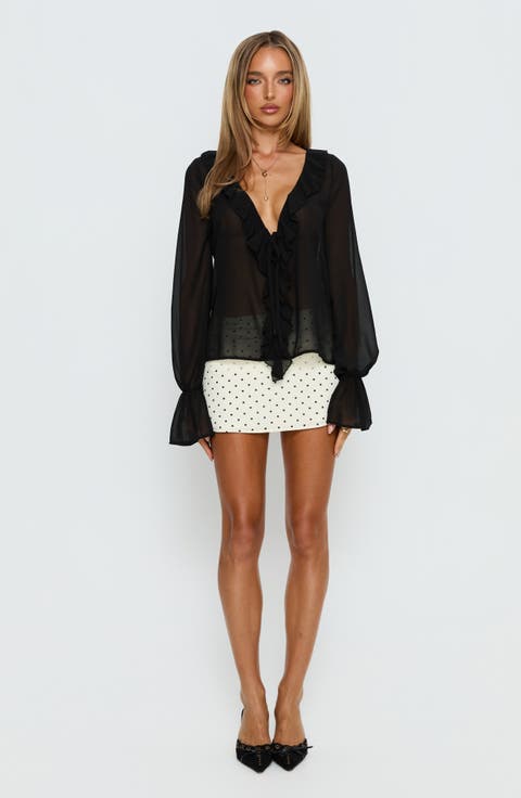 Taraya Sheer Ruffled Blouse