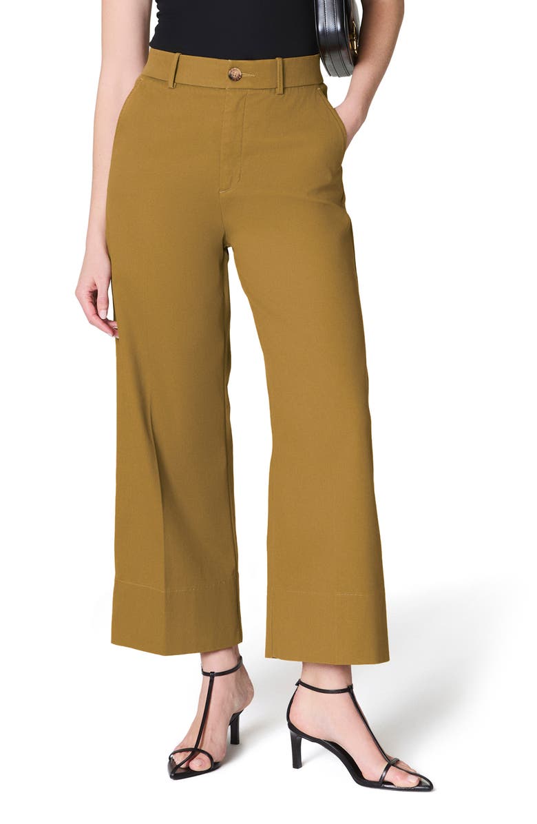 SPANX<sup>®</sup> Wide Leg Crop Stretch Twill Pants, Main, color, Flax