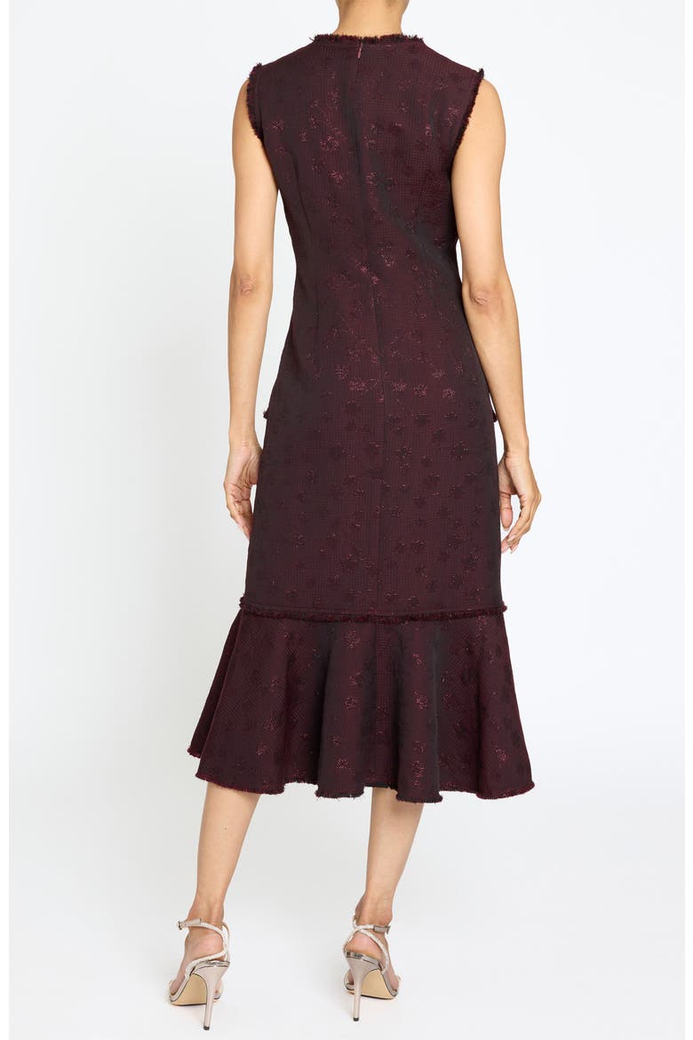 Andi Midi Sheath Dress in Tonal Jacquard, Alternate, color, RAISIN