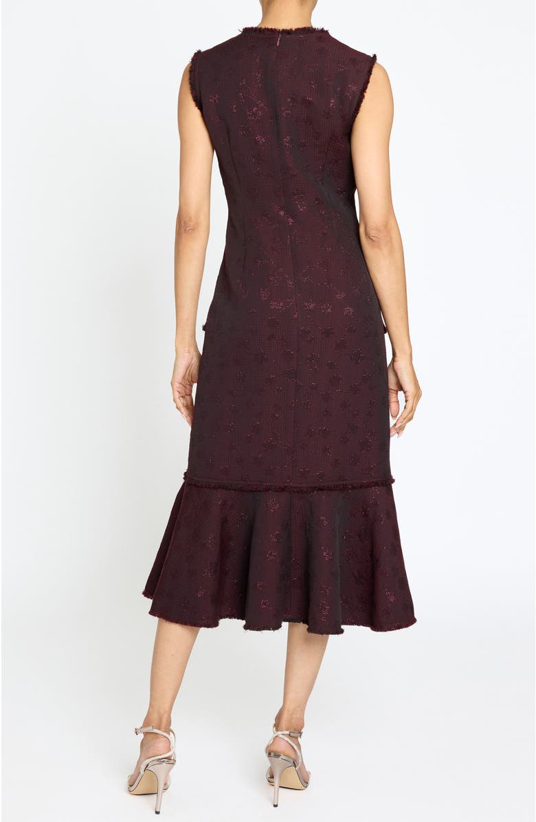 Santorelli Andi Midi Sheath Dress in Tonal Jacquard, Alternate, color, Raisin