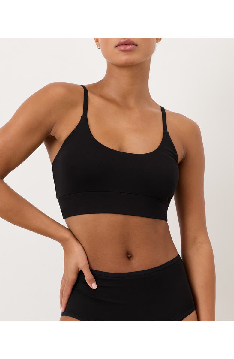 Pact Everyday Strappy Scoop Bralette Made With Organic Cotton, Main, color, Black