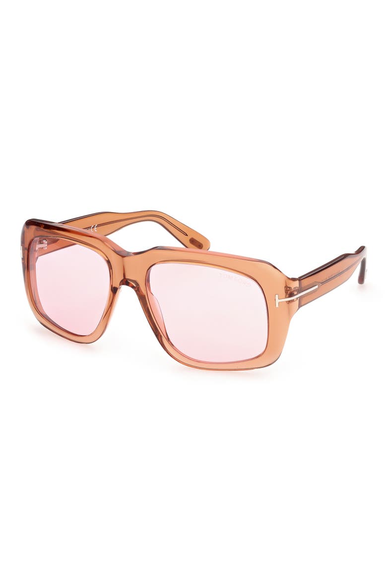 57mm Square Sunglasses, Alternate, color, SHINY LIGHT BROWN / VIOLET
