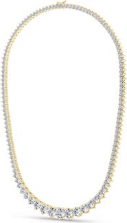 HauteCarat Graduated Lab Grown Diamond Tennis Necklace