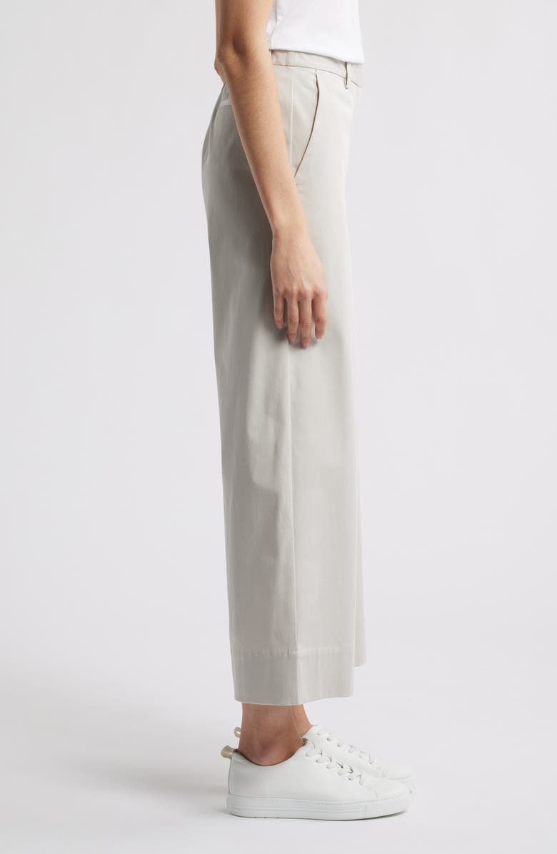 Eileen Fisher High Waist Stretch Organic Cotton Ankle Wide Leg Pants, Alternate, color, Chalk