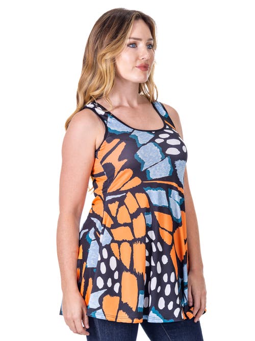 24seven Comfort Apparel Butterfly Print Scoop Neck Tank Top In Multi