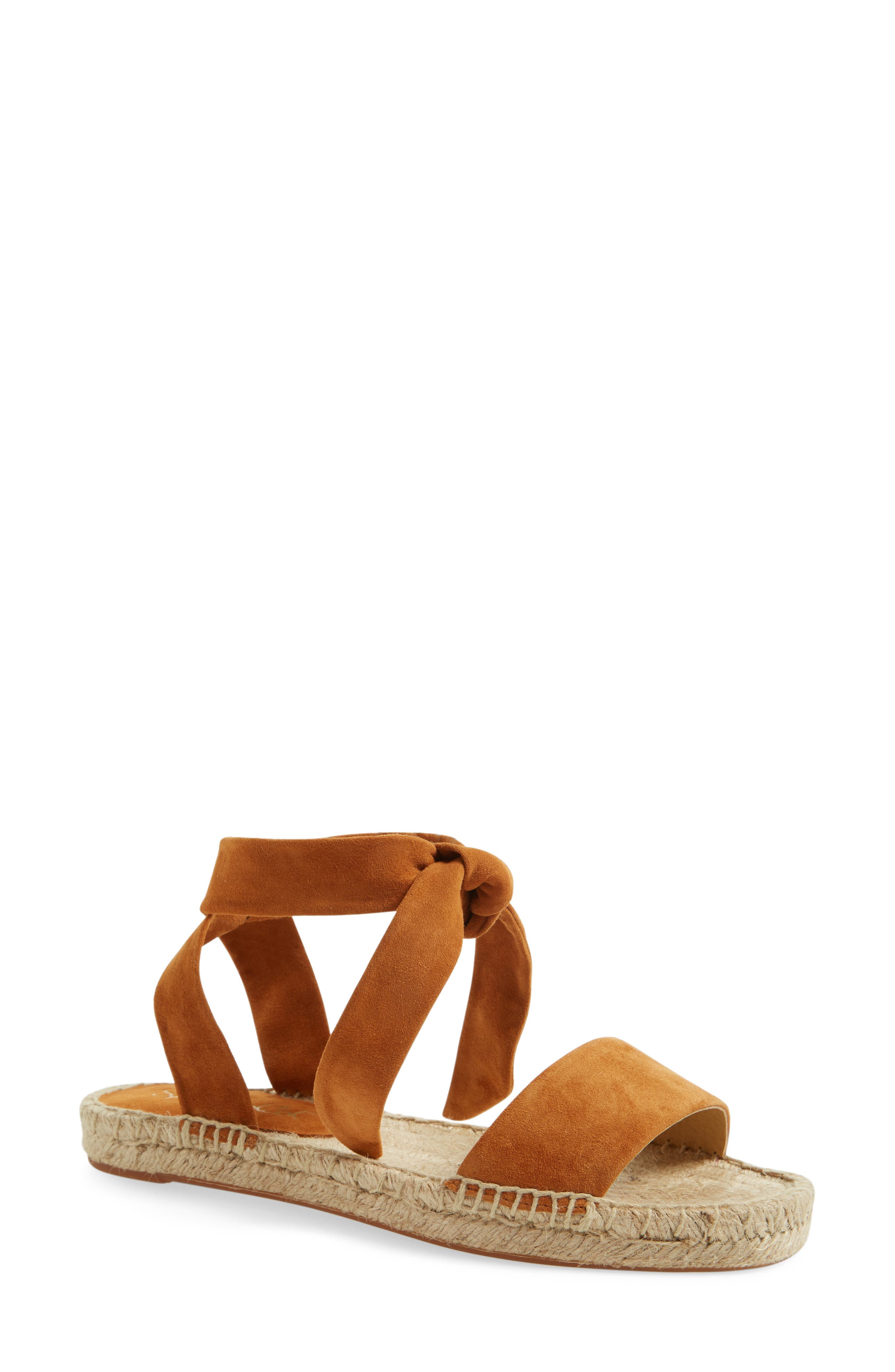 Jody Ankle Tie Espadrille, Main, color, COGNAC SUEDE