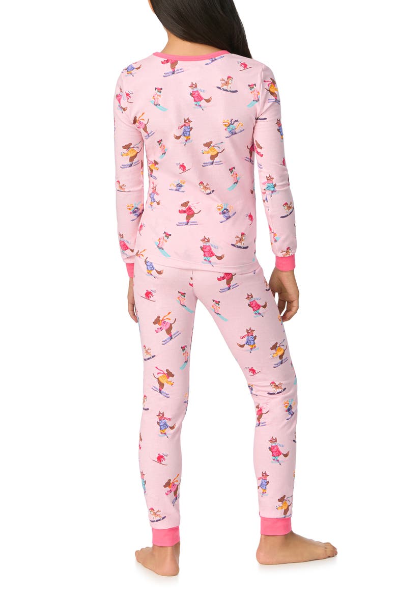 Kids' Festive Print Fitted Two-Piece Pajamas, Alternate, color, SKI SEASON