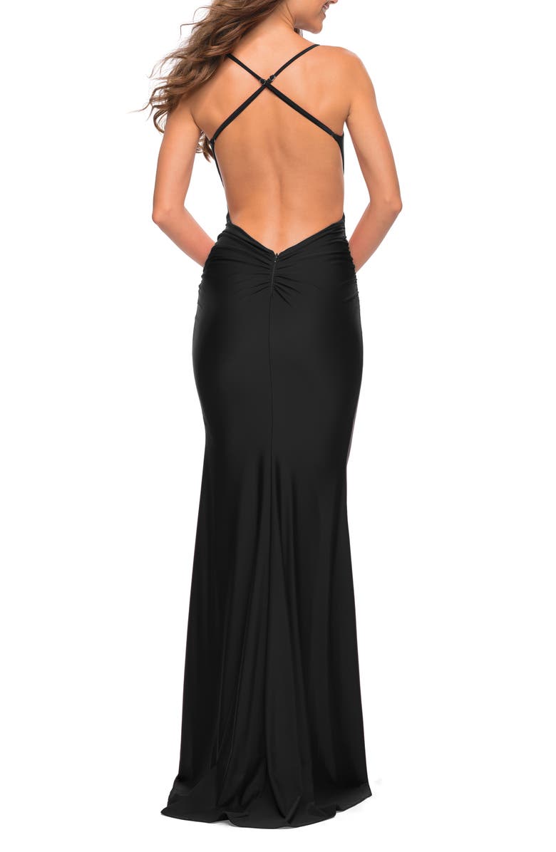 La Femme Gorgeous Luxe Jersey Gown, Alternate, color, 
