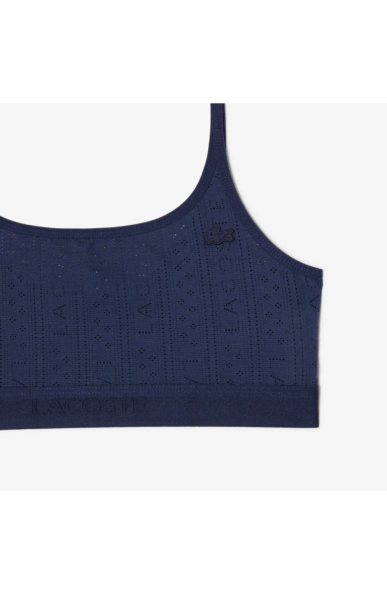 Lacoste Logo Pointelle Bralette, Alternate, color, Navy Blue
