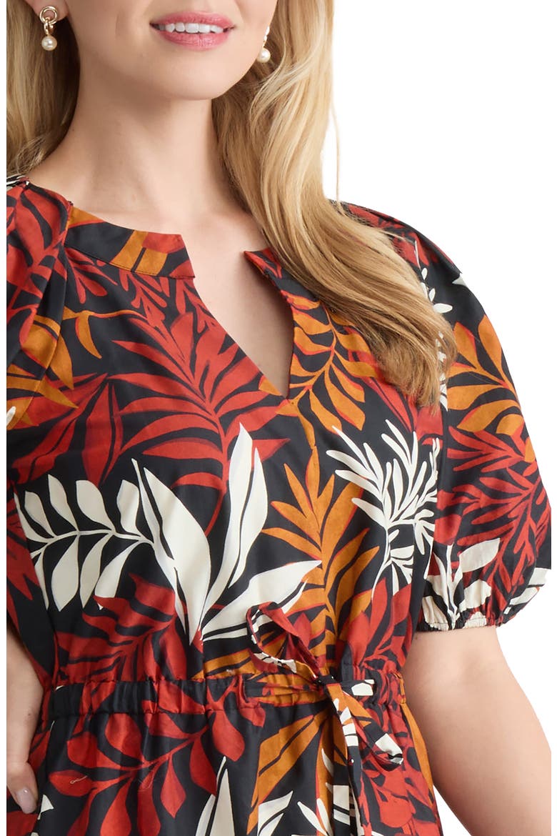 Botanical Print Fit & Flare Dress, Alternate, color, DARK SPICE MULTI