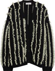 ZANKOV Joseph Fringe Stripe Merino Wool V-Neck Cardigan