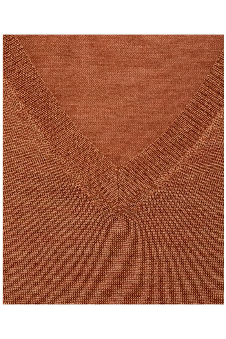 V-Neck Wool Pajama Sweater, Alternate, color, BURNT ORANGE