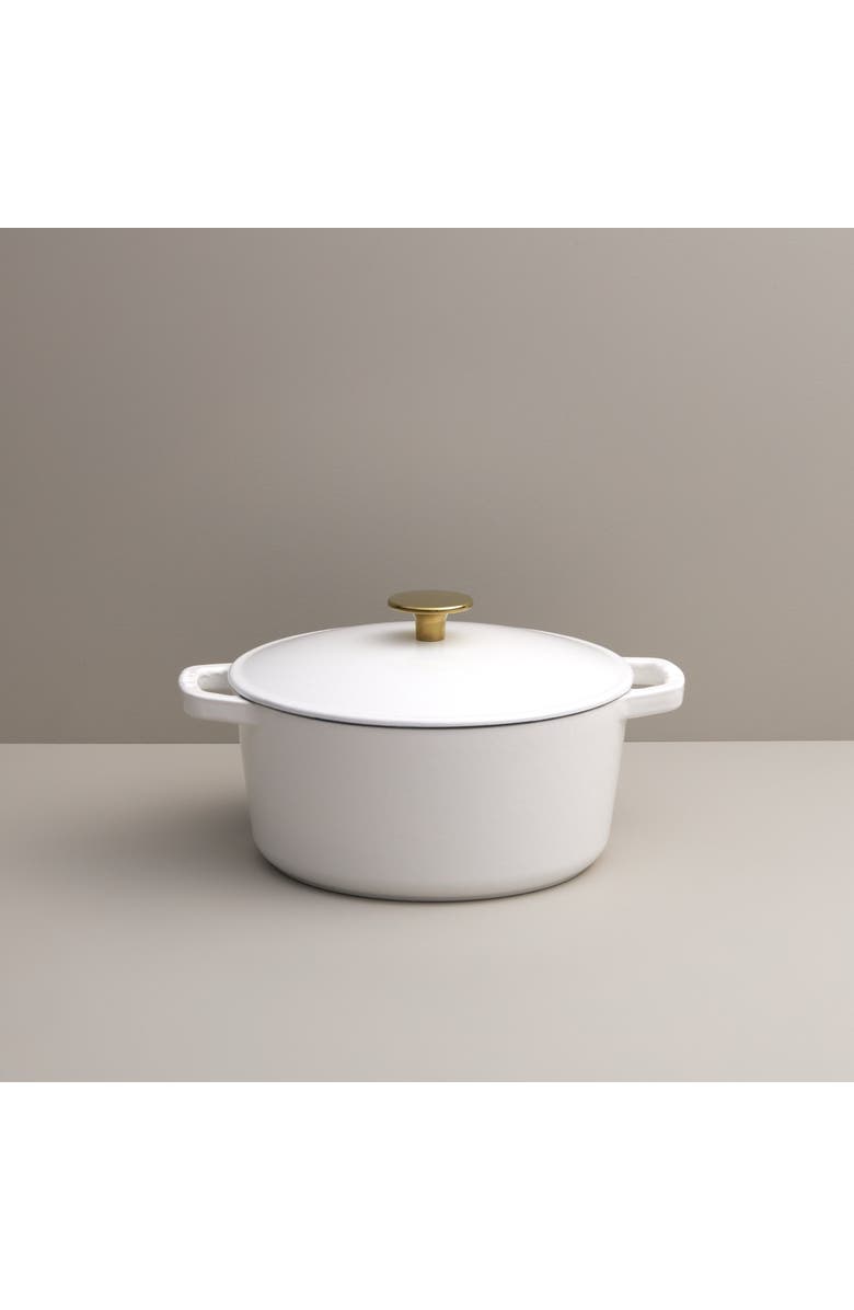 KANA 3-Piece Cast Iron Cookware Set, Alternate, color, White | Gold Knob