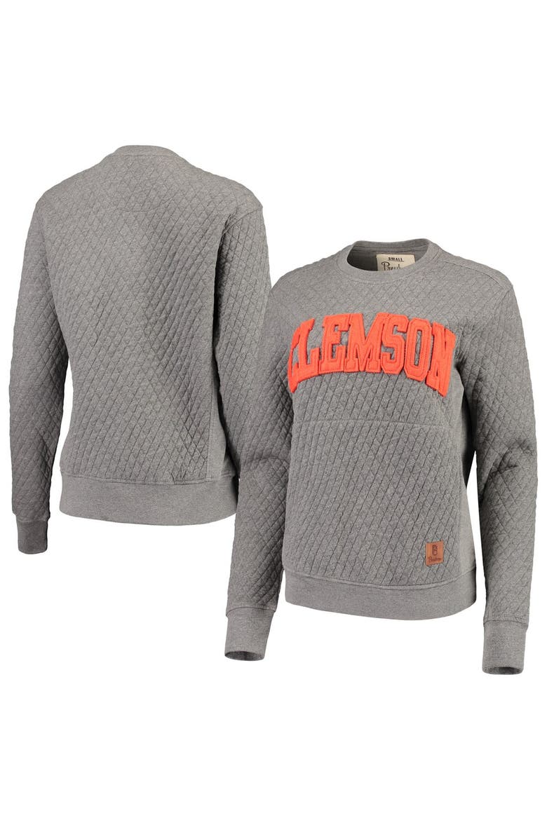 Women's Pressbox Heather Charcoal Clemson Tigers Moose Quilted Pullover Sweatshirt, Main, color, Heather Gray