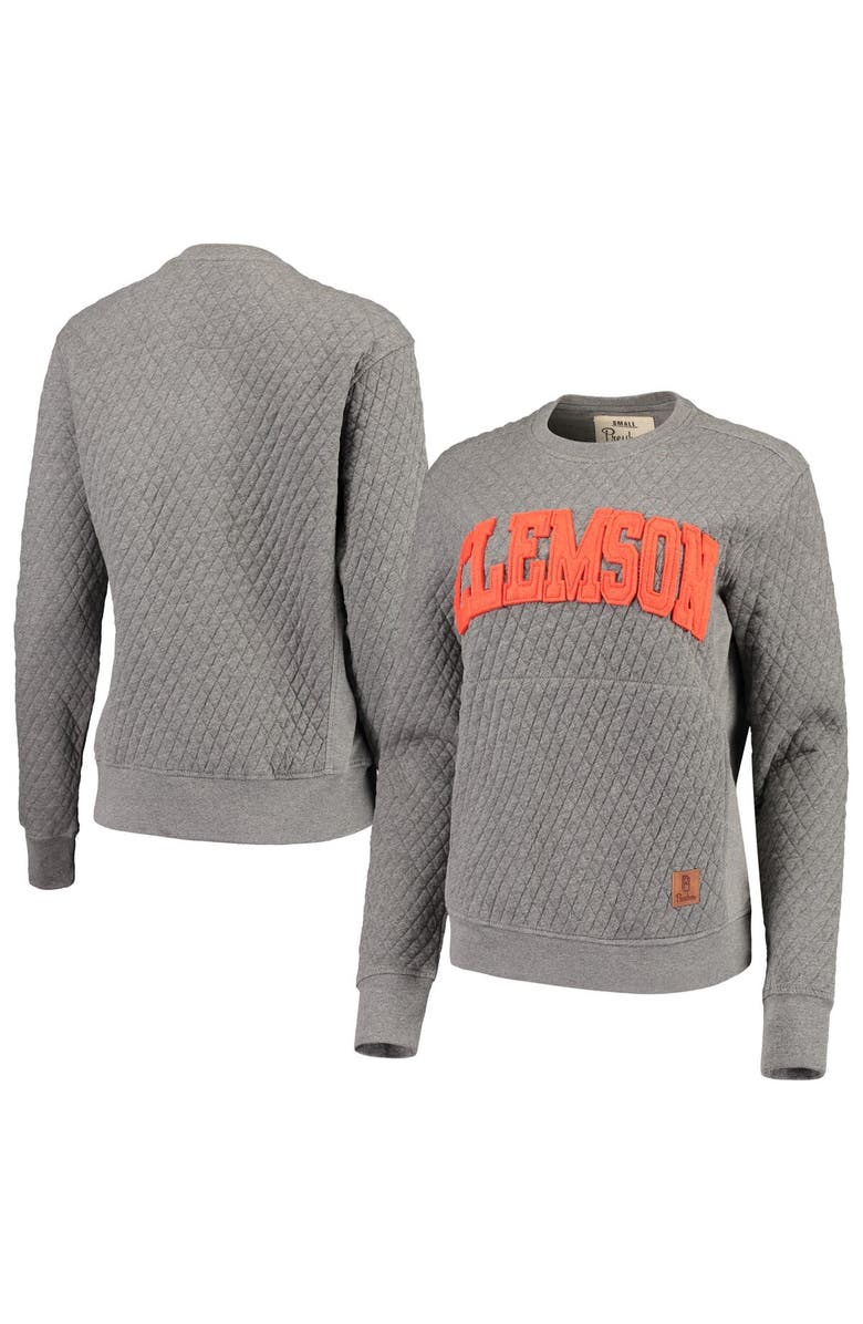 PRESSBOX Women's Pressbox Heather Charcoal Clemson Tigers Moose Quilted Pullover Sweatshirt, Main, color, Heather Gray