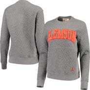 PRESSBOX Women's Pressbox Heather Charcoal Clemson Tigers Moose Quilted Pullover Sweatshirt