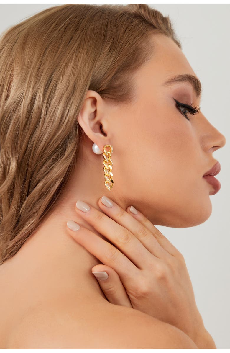 Classicharms Rhinestone Chain Earrings, Alternate, color, Gold