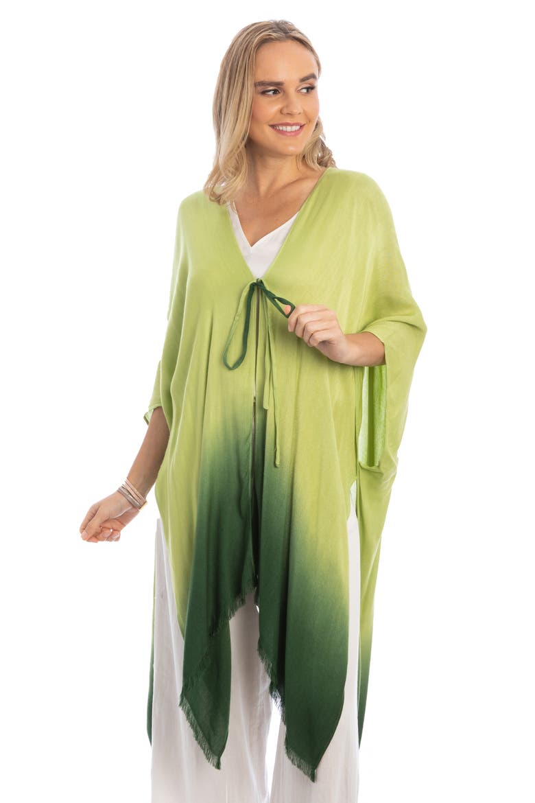 Ombré Tie Front Ruana, Main, color, GREEN