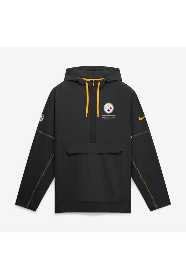 Men's Nike Black Pittsburgh Steelers Sideline Logo Glory Anorak Half-Zip Hooded Jacket, Main, color, Black