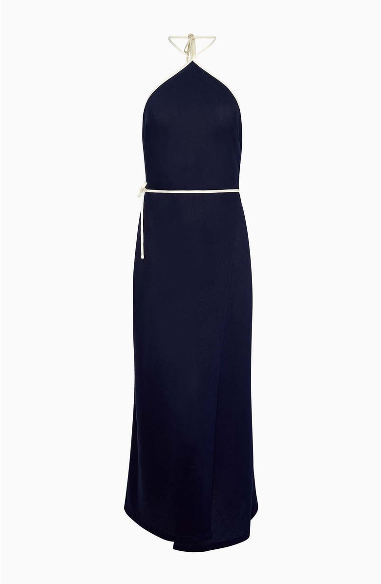 Onia Halter Wrap Dress, Alternate, color, Noir Navy/Egret