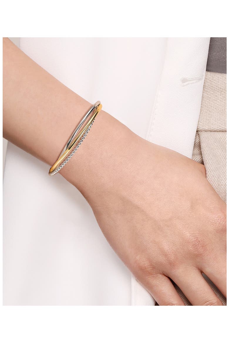 Sterling Silver & 14K Gold Crisscross Bracelet, Alternate, color, SILVER/ 14K YELLOW GOLD