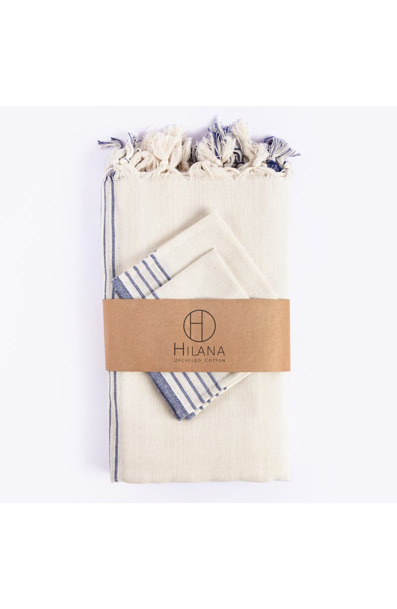 Eco Hilana Sustainable Kayseri Tablecloth Set, Main, color, Blue