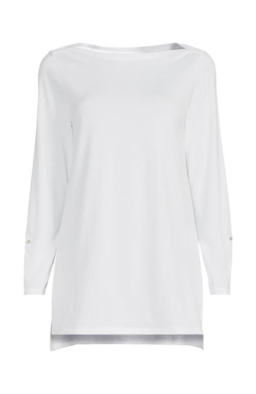 Lands' End Plus Size Supima Cotton Adjustable 3/4 Sleeve Boatneck Tunic In White