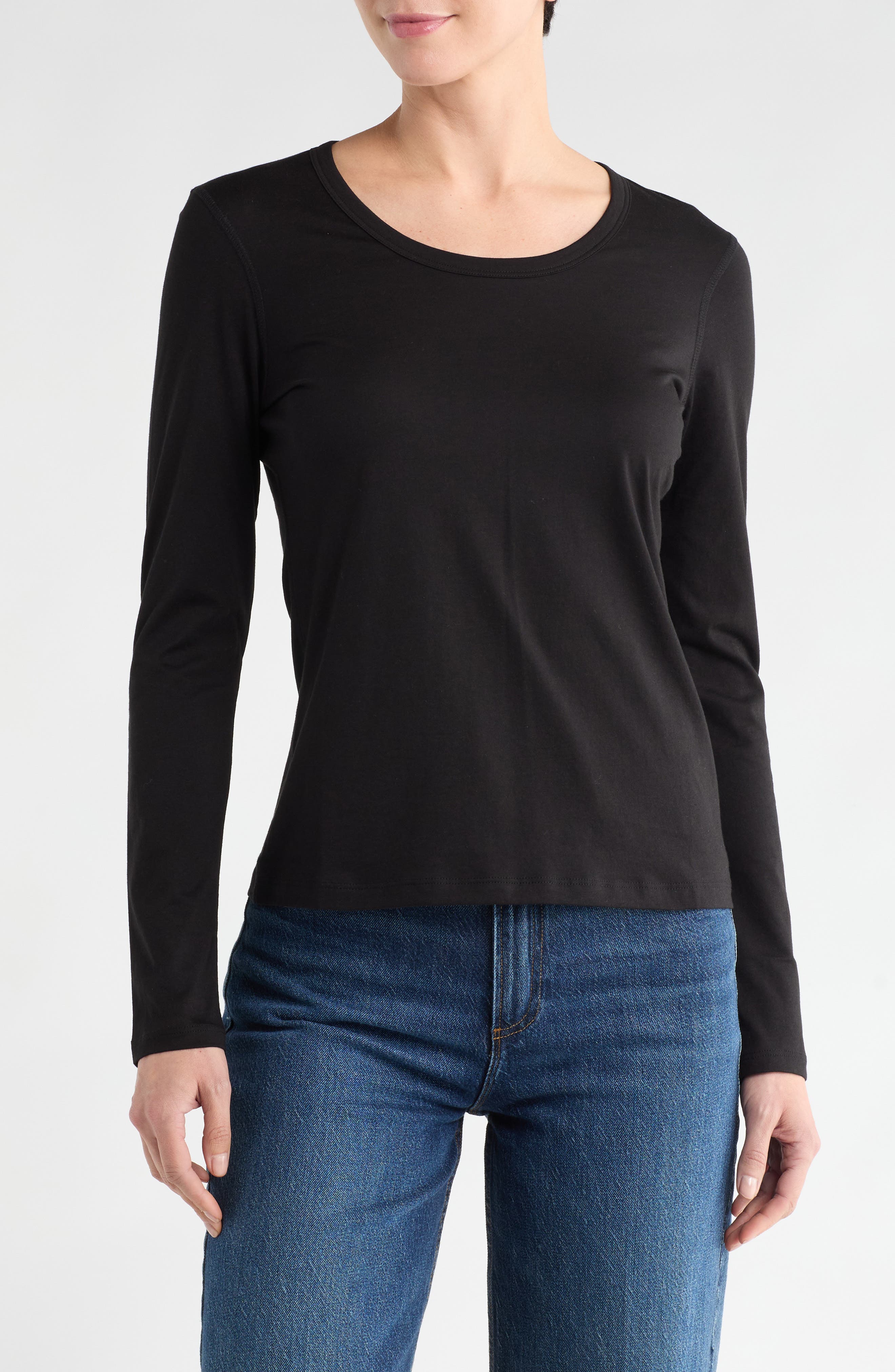 Theory Junia Long Sleeve Pima Cotton T-Shirt
