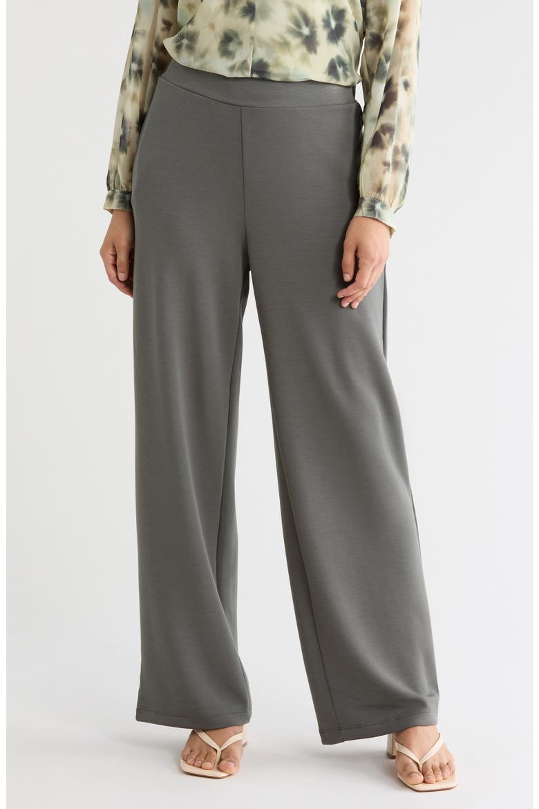 Scuba Knit Wide Leg Pants, Main, color, GREEN SMOKE