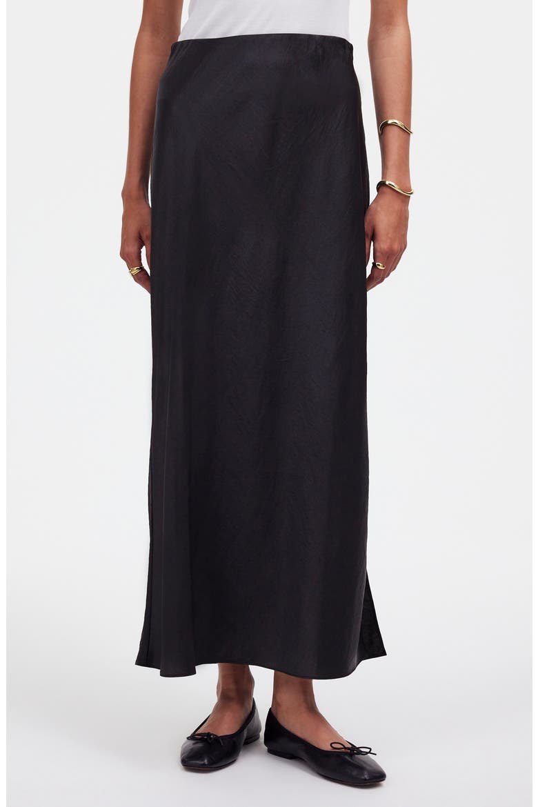 Satin Maxi Slip Skirt, Main, color, TRUE BLACK