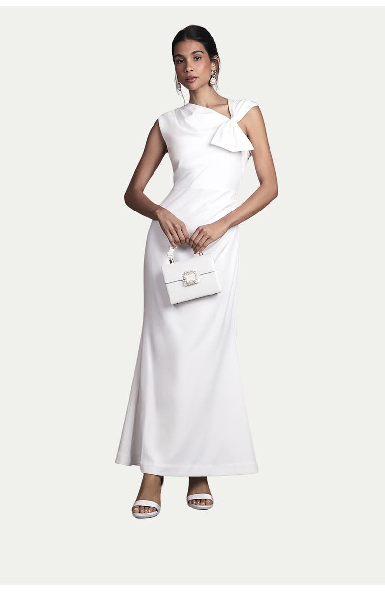 Coast Bow Detail Crepe Wedding Dress, Alternate, color, Ivory