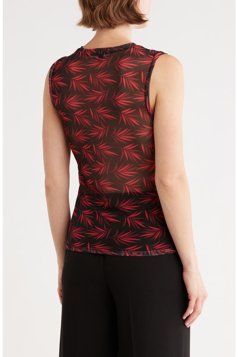 Sleeveless Powermesh Top, Alternate, color, BLACK/ RED