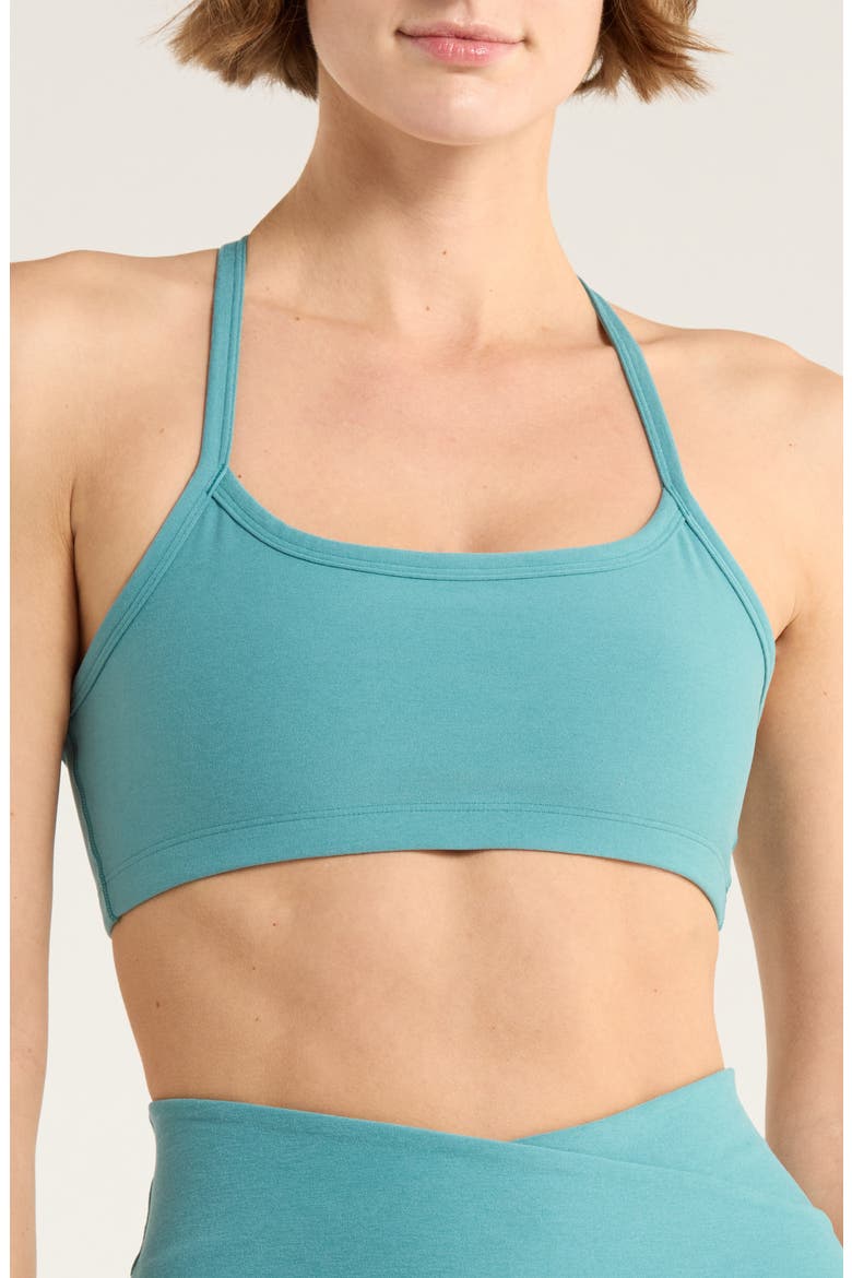Space Dye Slim Racerback Sports Bra, Main, color, DEEP AQUA HEATHER